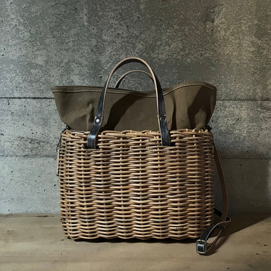 未使用★ [ebagos] ウイングトートバスケット キャンバス✖️かごバッグ 未使用☆ [ebagos] ウイングトートバスケット キャンバス
