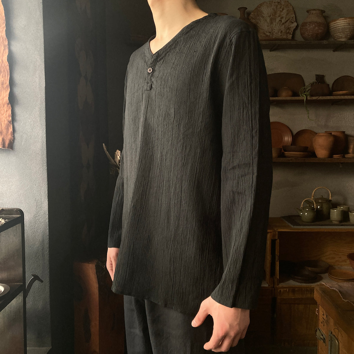 【美品】MITTAN 強撚大麻綿コート 藍 サイズ2 美品】MITTAN 強撚大麻綿コート 藍 サイズ2（アウター）