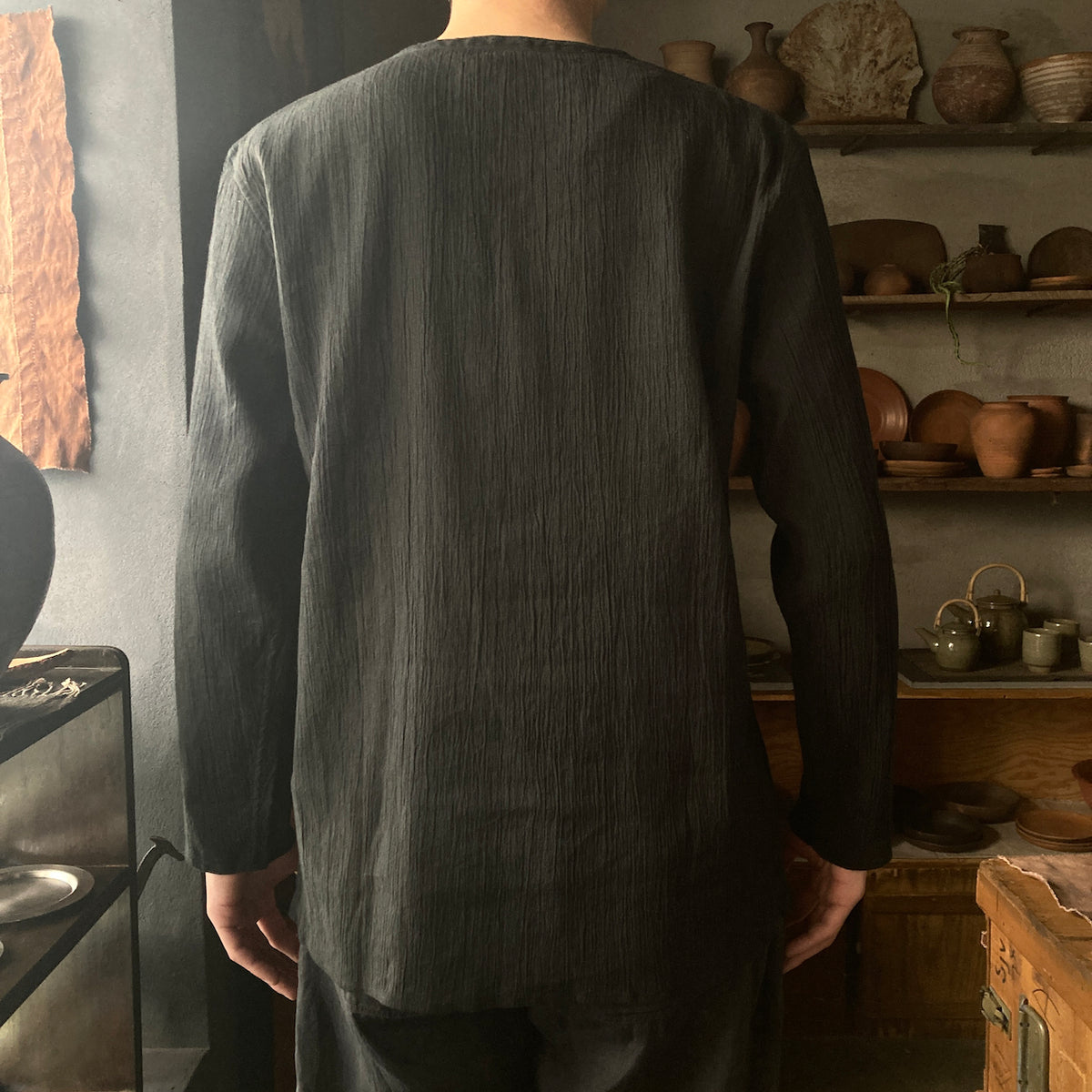 【美品】MITTAN 強撚大麻綿コート 藍 サイズ2 美品】MITTAN 強撚大麻綿コート 藍 サイズ2
