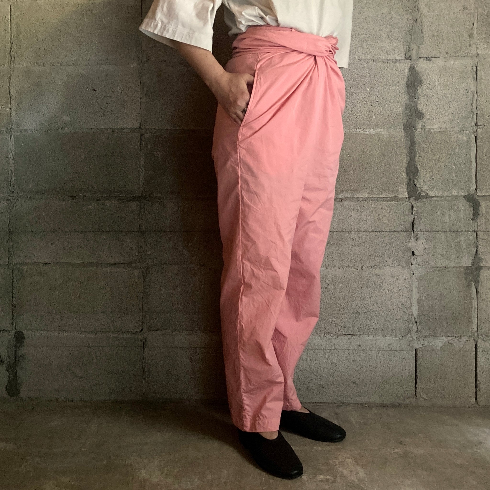 COSMIC WONDER｜20CW11122｜Suvin cotton broadcloth wrapped pants｜Peach Jade