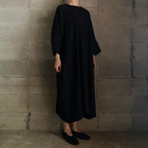 COSMIC WONDER｜20CW17316｜Old linen wool twill circle-patterned dress｜Black