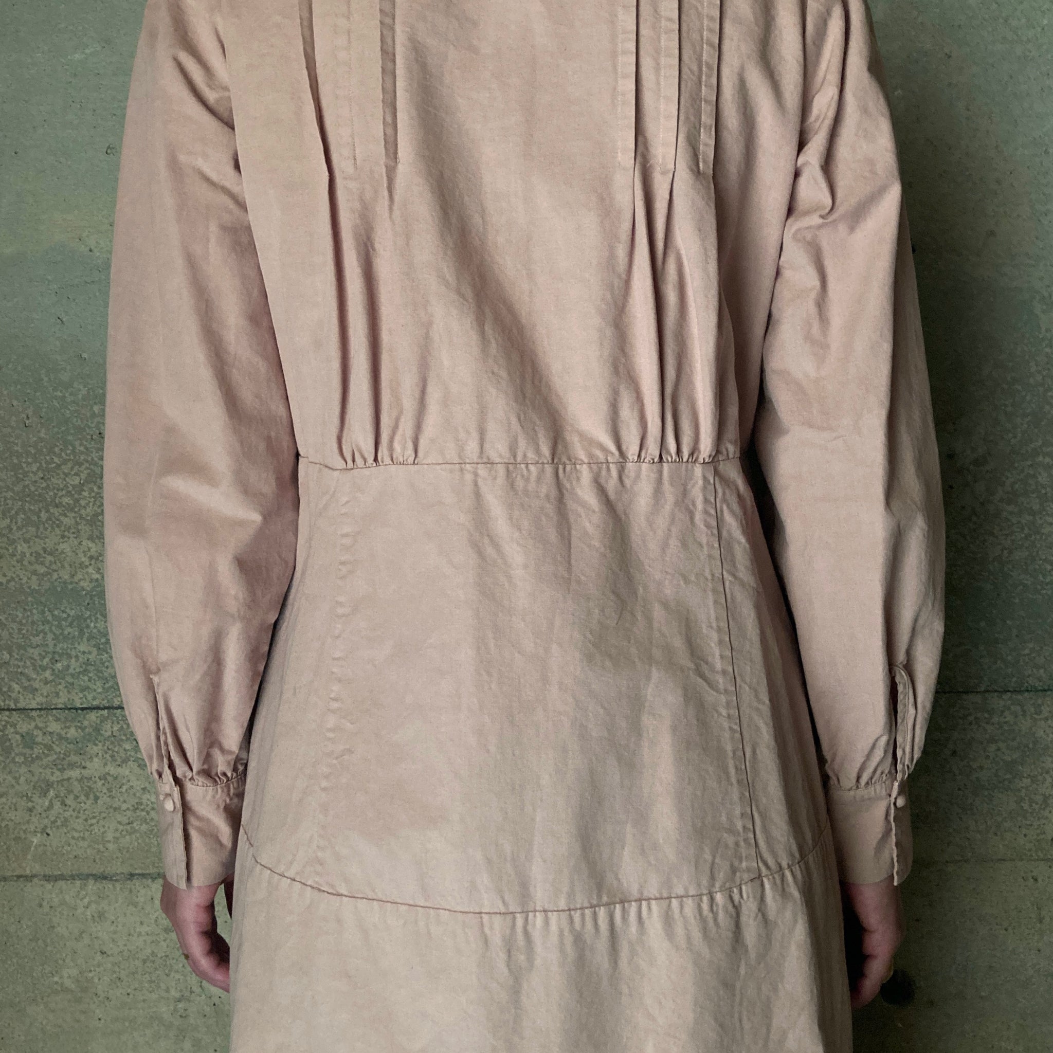 COSMIC WONDER｜18CW17281｜Cotton linen classic broadcloth 1920's work dress｜Orange Jade