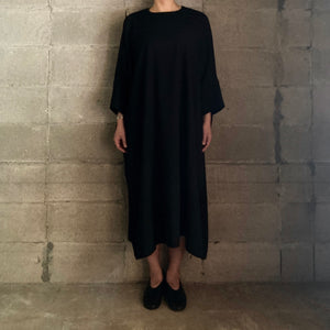 COSMIC WONDER｜20CW17316｜Old linen wool twill circle-patterned dress｜Black