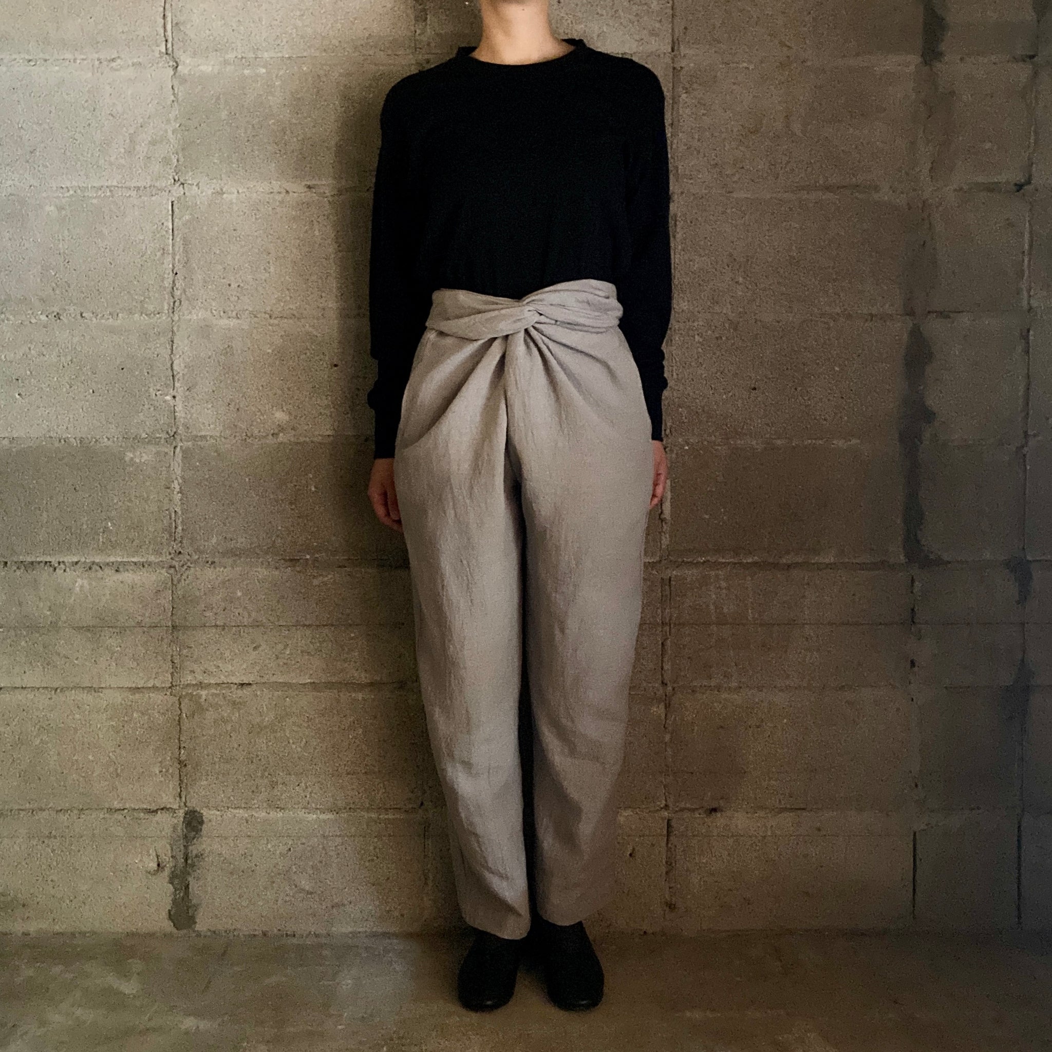 COSMIC WONDER｜20CW11124｜Old linen wool twill wrapped pants｜Gray