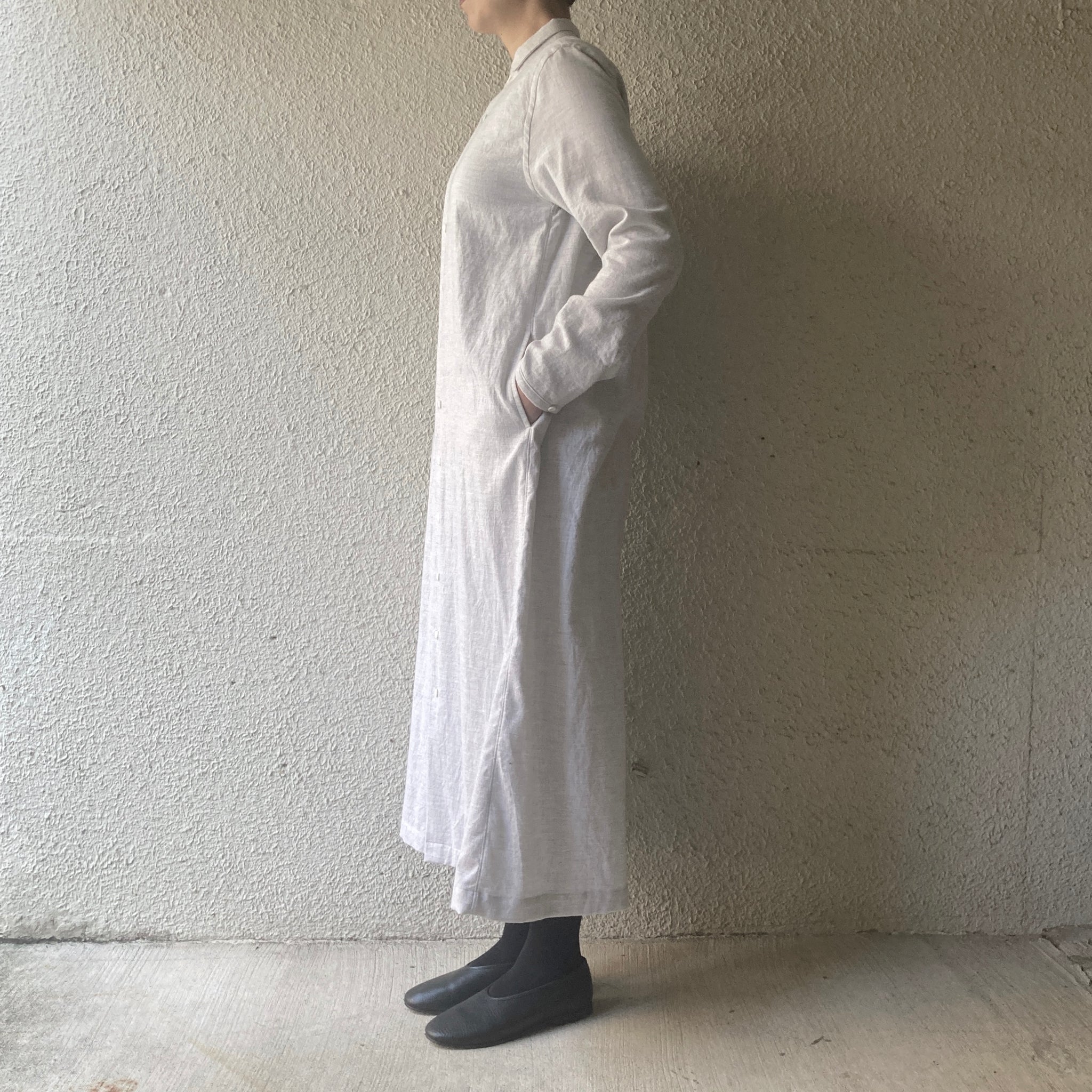 klause｜クロイゼ ｜ L-S Loose Fit Long Length shirts｜cotton flannel ｜light gray