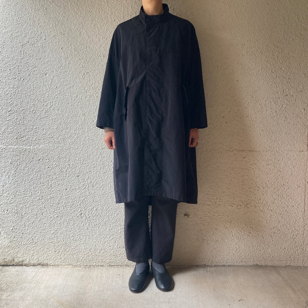 FIRMUMナイロンタッサーガーメントダイスタンドカラーコートBLACK NO CONTROL AIR (ノーコントロールエアー) FIRMUM ナイロン