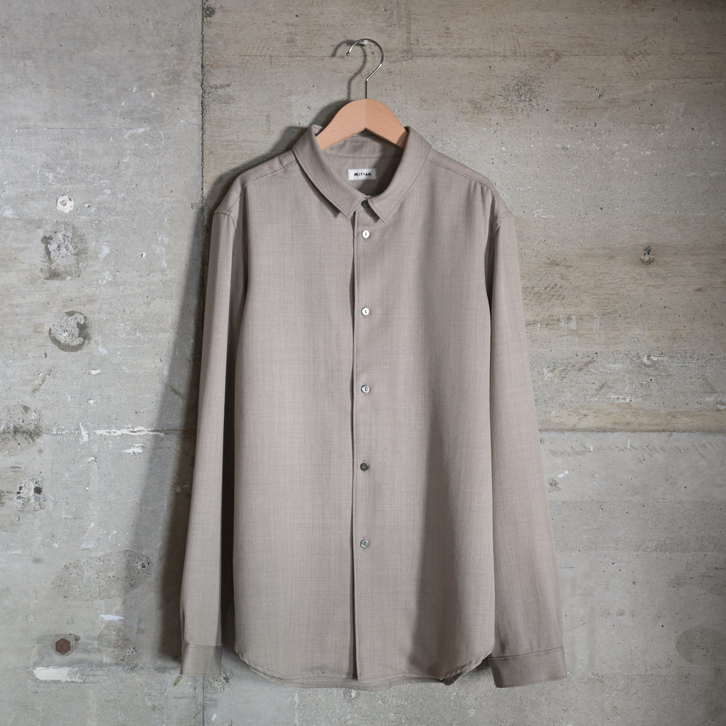 MITTAN｜SH-145｜ストレッチNMウールシャツ｜灰茶