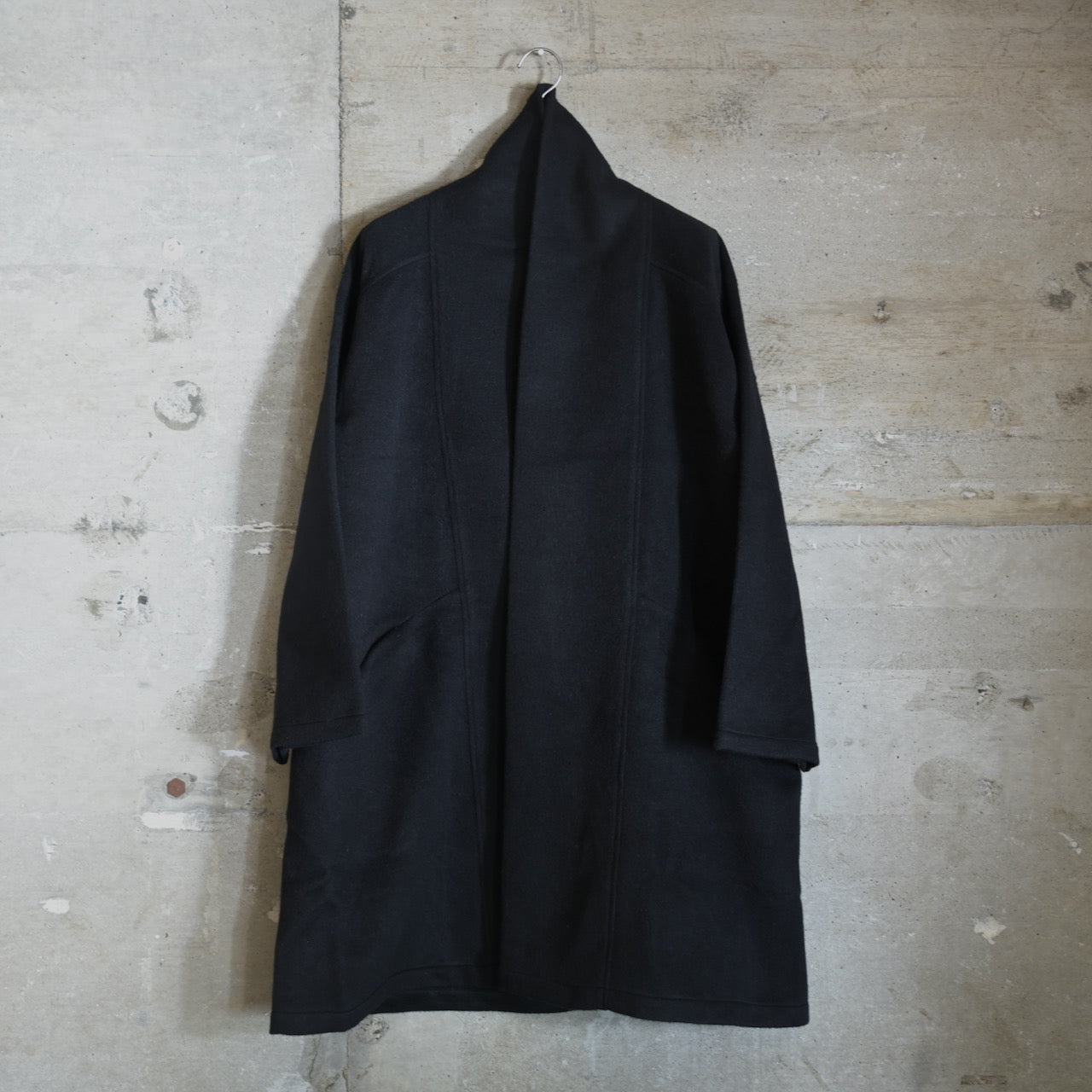 MITTAN｜CT-43｜ウールシルクキャメル半纏コート（紐付き）｜黒