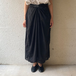 COSMIC WONDER｜21CW16059｜Organic cotton broadcloth and see-through cotton wrapped skirt｜ Black