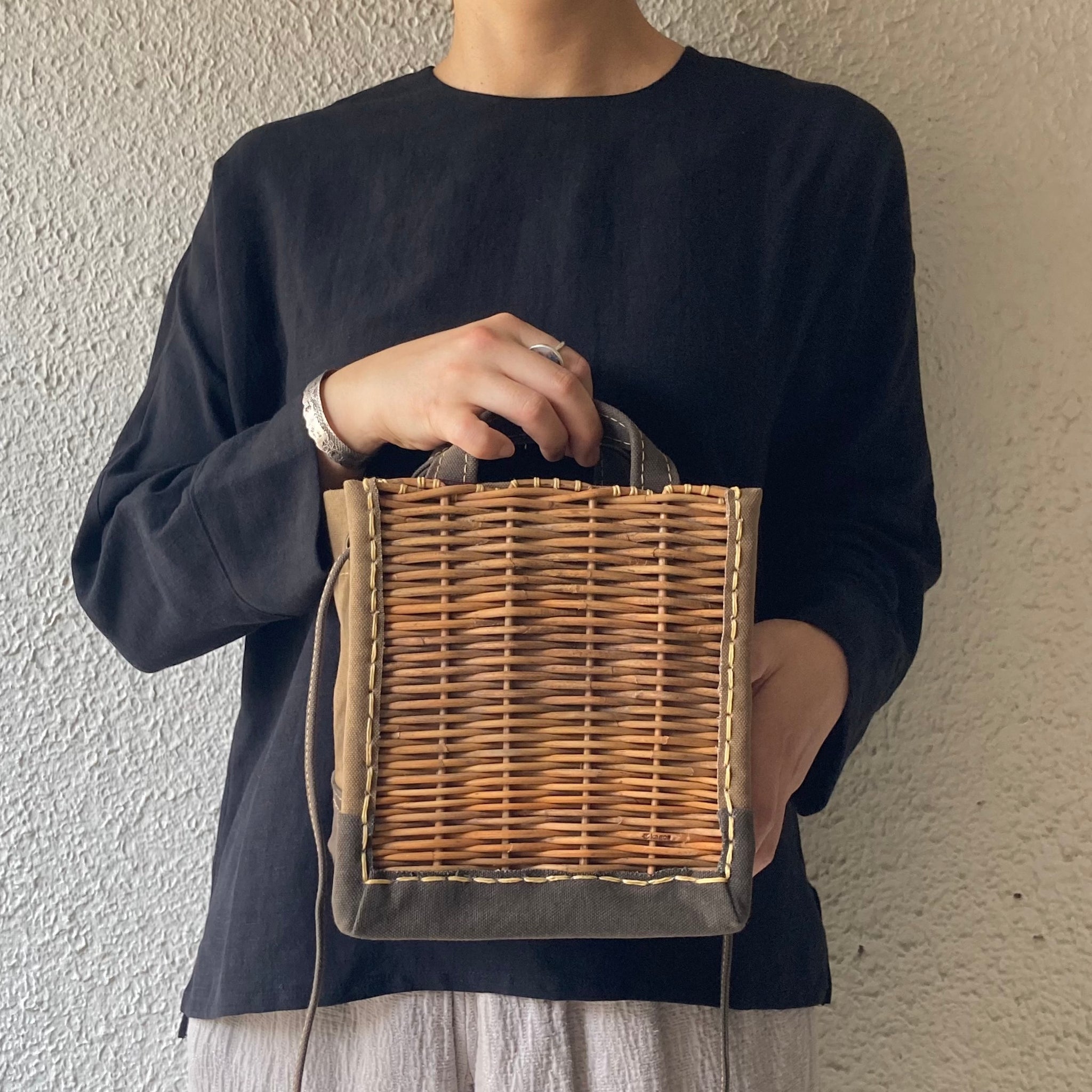 ebagos｜キャンバス・カゴ袋ショルダー｜25AW #15609｜BEKA