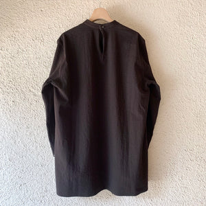 klause｜クロイゼ｜Band Collar Shirt｜Middle Length｜Black｜Seersucker (femme)