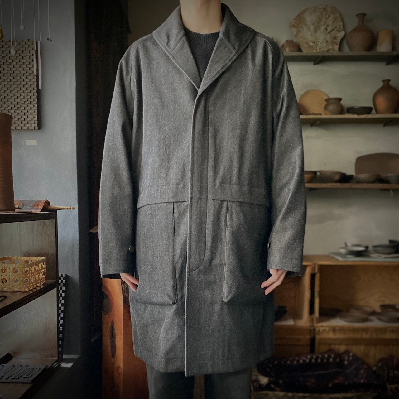 MITTAN｜CT-48｜NMウールOCツイルコート｜白黒