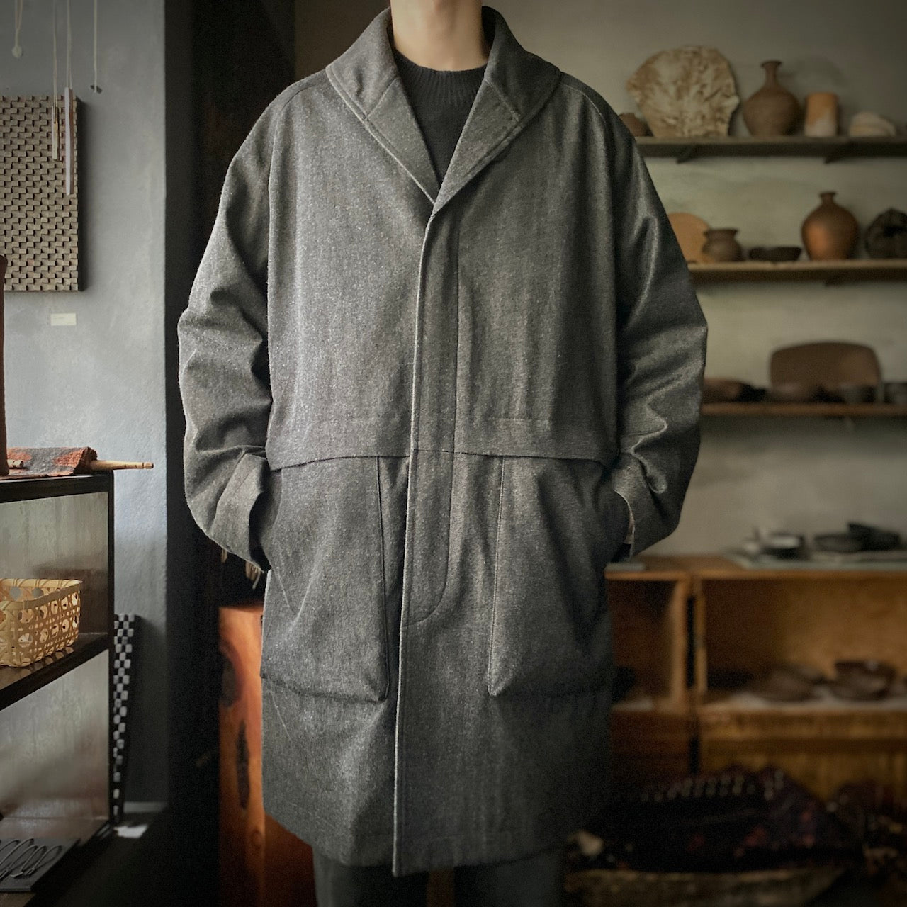 MITTAN｜CT-48｜NMウールOCツイルコート｜白黒