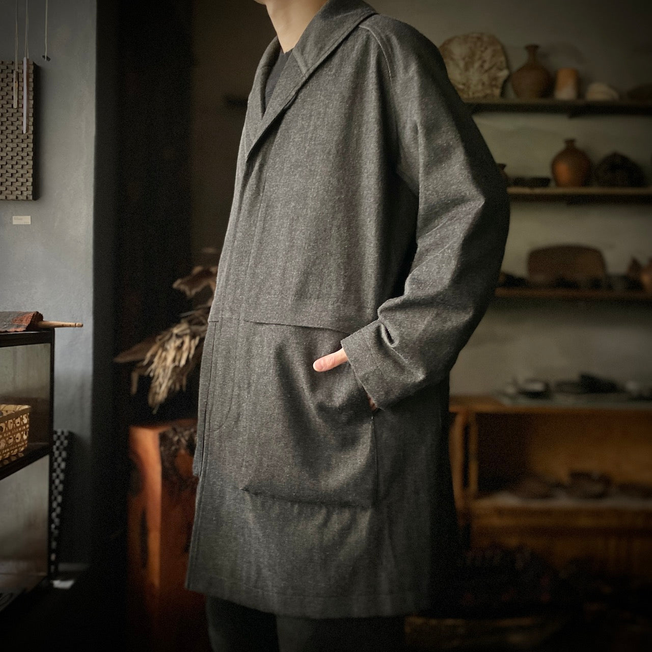 MITTAN｜CT-48｜NMウールOCツイルコート｜白黒