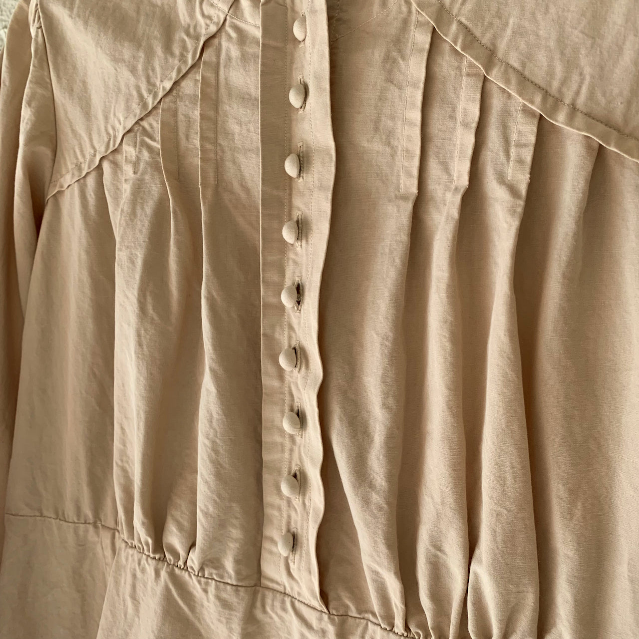 COSMIC WONDER｜17CW17281｜Cotton linen classic broadcloth 1920's work dress｜Beeswax