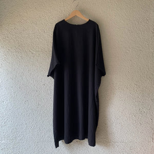 COSMIC WONDER｜21CW17323｜Cotton flax poplin folk dress｜Black