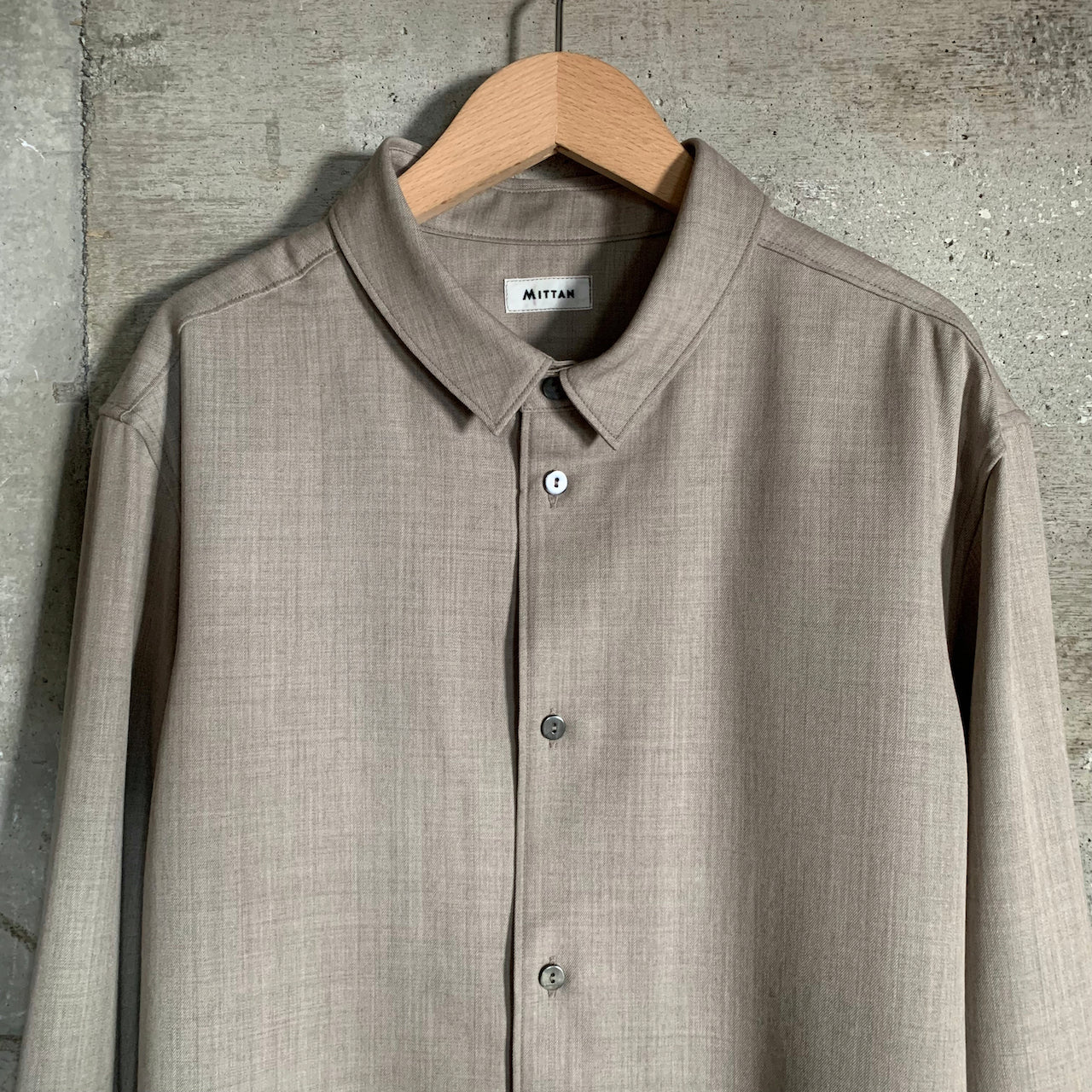 MITTAN｜SH-145｜ストレッチNMウールシャツ｜灰茶
