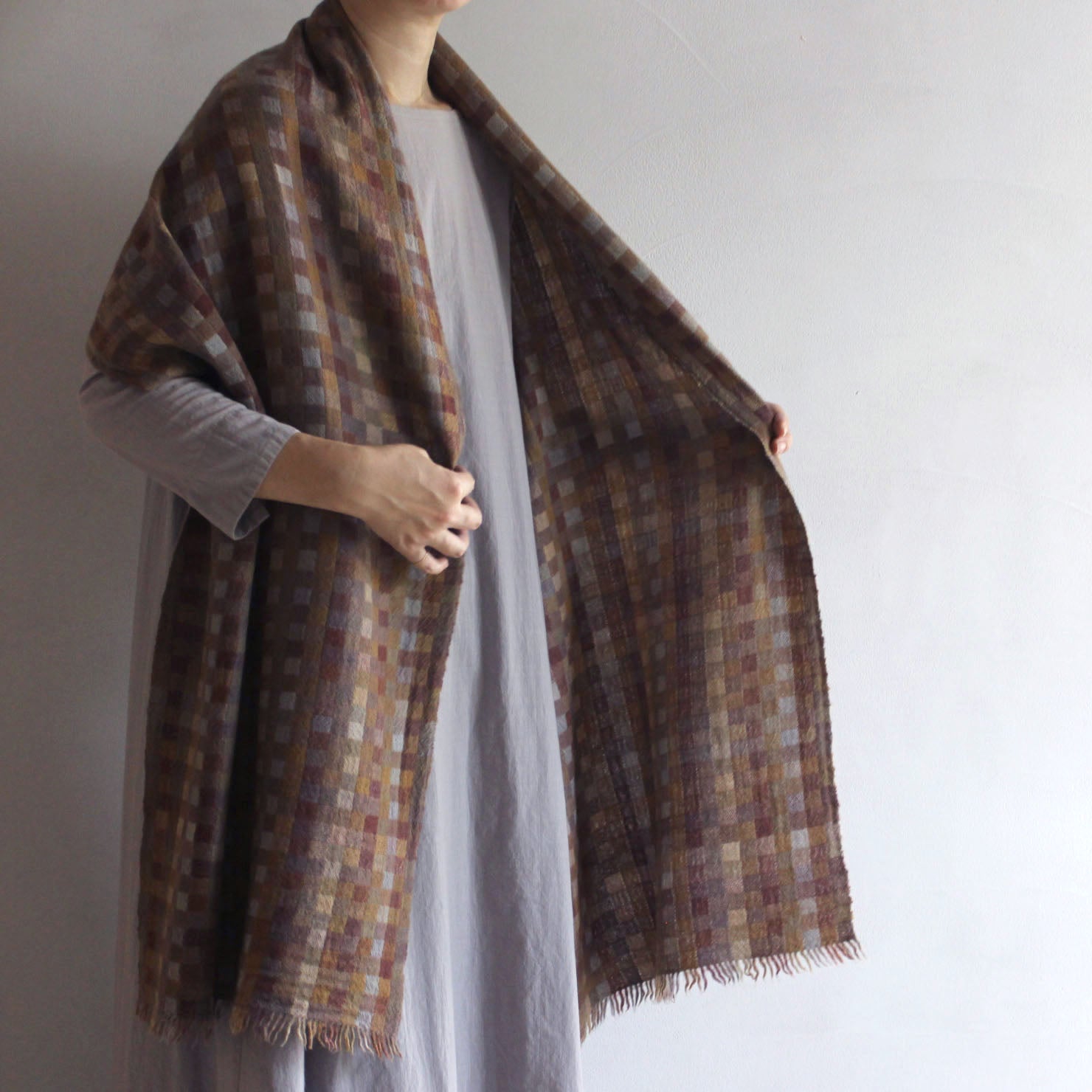 高見由香｜Yuka Takami｜カシミヤ二重織ストール 実り｜M-14