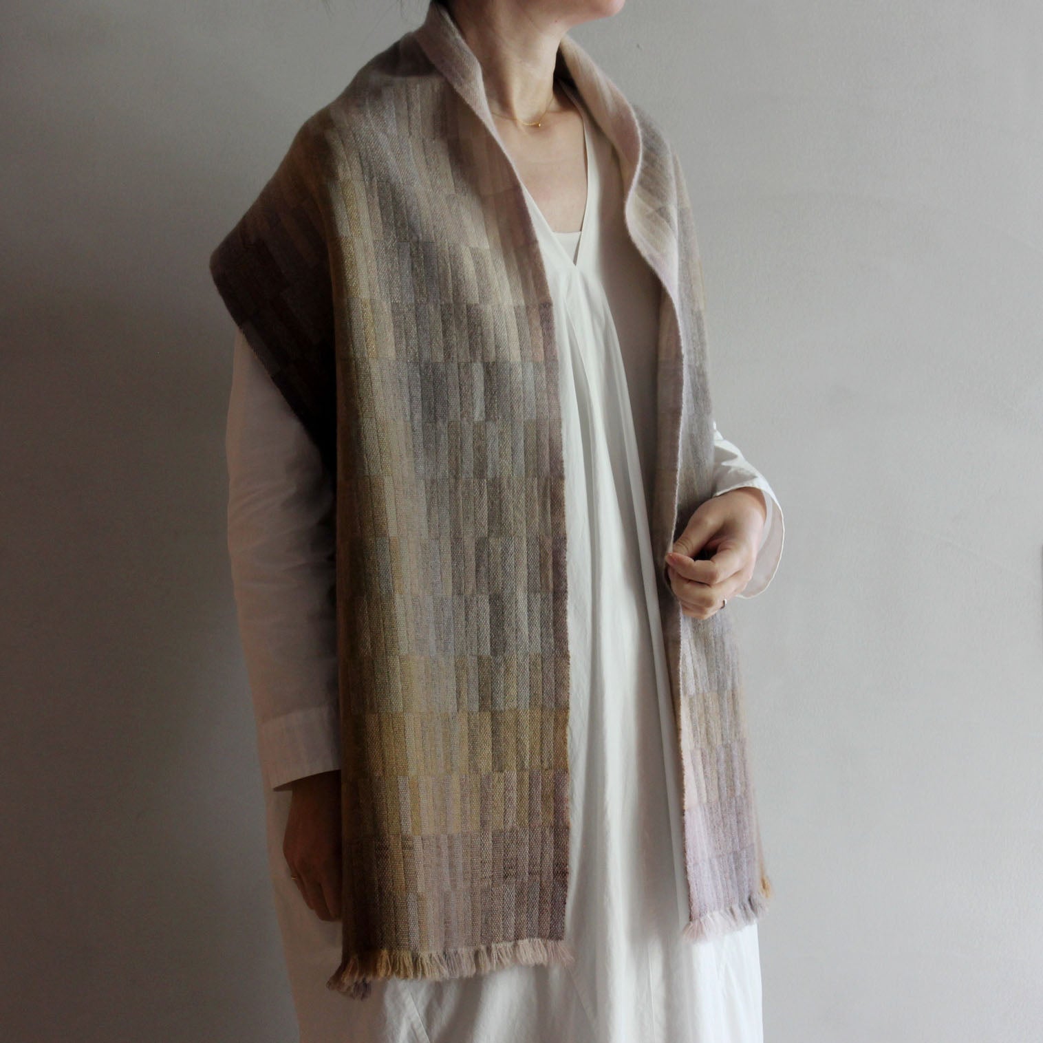 高見由香｜Yuka Takami｜カシミヤ二重織ストール 木肌｜M-17