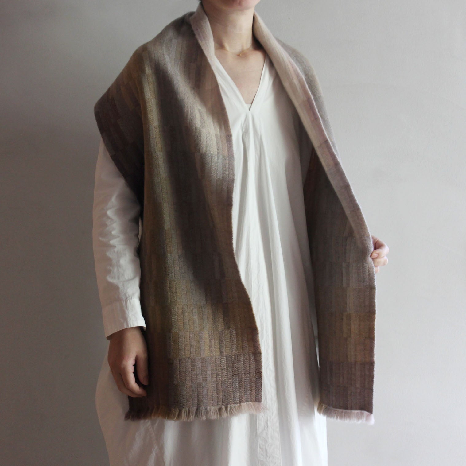 高見由香｜Yuka Takami｜カシミヤ二重織ストール 木肌｜M-17