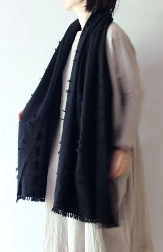高見由香｜Yuka Takami｜カシミヤストール bird 黒鳥｜M-33