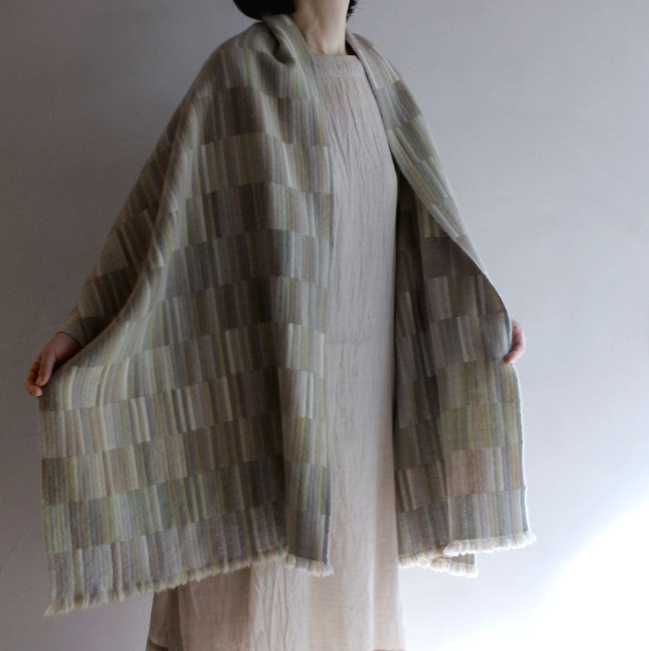 高見由香｜Yuka Takami｜カシミヤ二重織ストール 枯色｜M-6