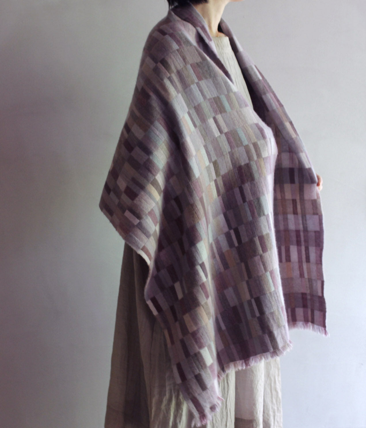 高見由香｜Yuka Takami｜カシミヤ二重織ストール 葡萄｜M-7