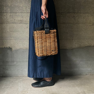 ebagos｜角たてバスケットS・スイッチハンドル｜リネンかぶせ｜22AW #12613｜BK